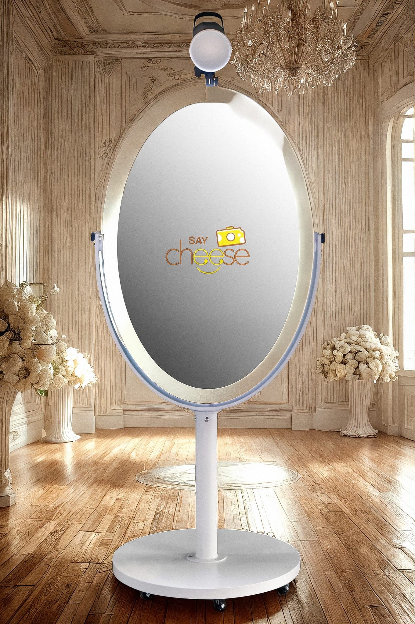 Photobooth Mirror in a banqueting hall at a wedding