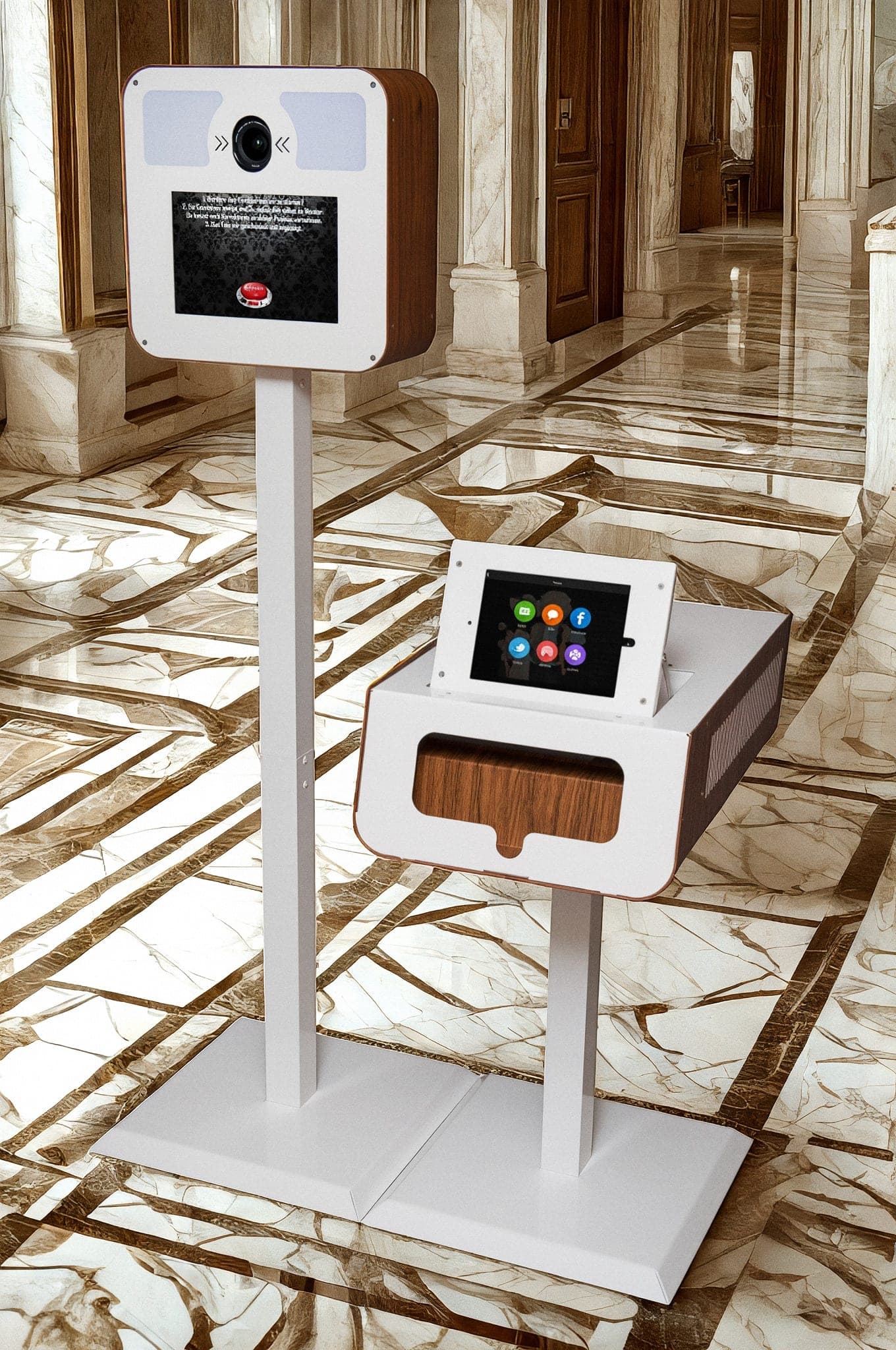 Photobooth Natty with kiosk in a hotel lobby