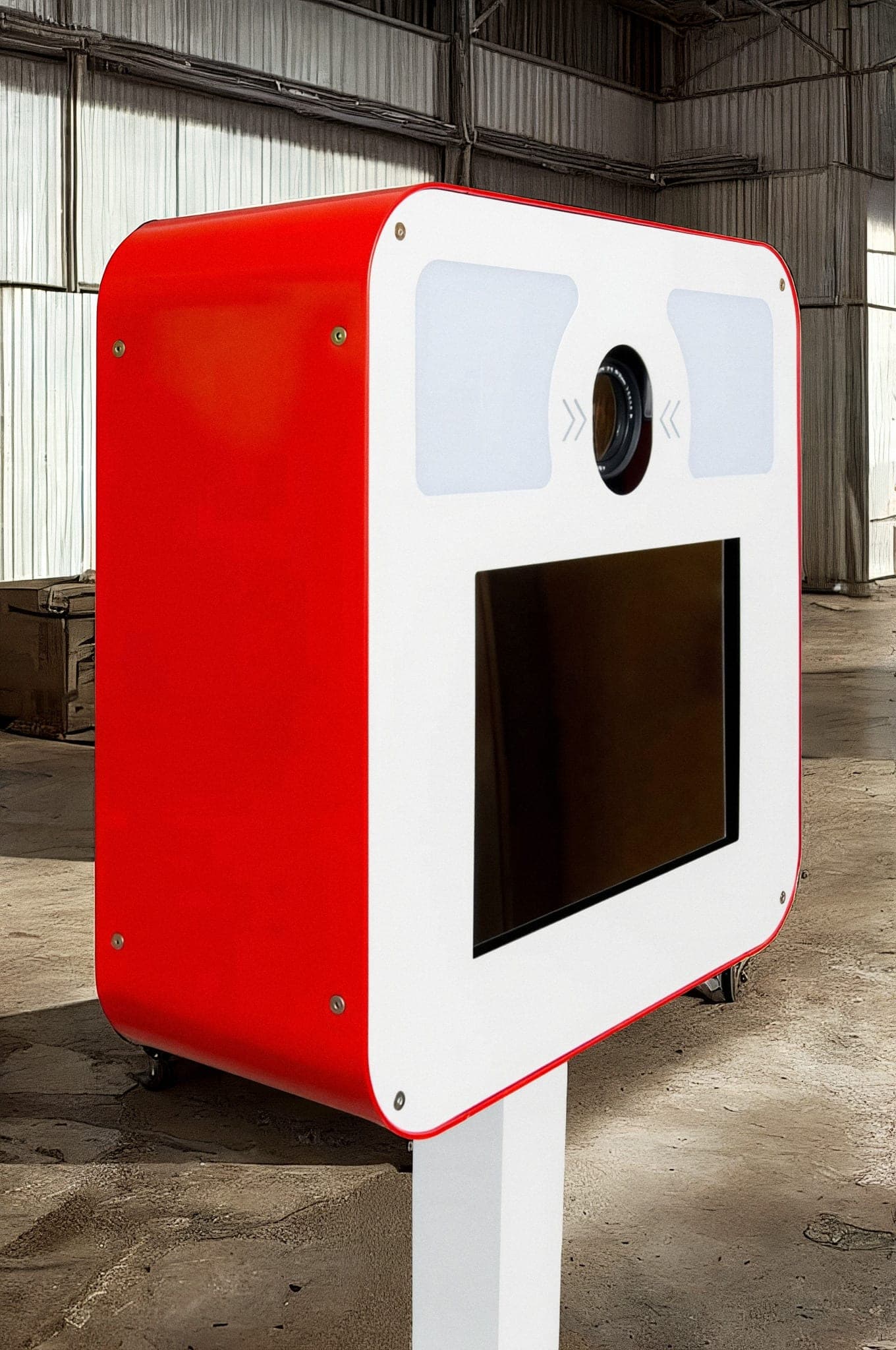 Photobooth Natty in a rental operator’s storage, ready for loading